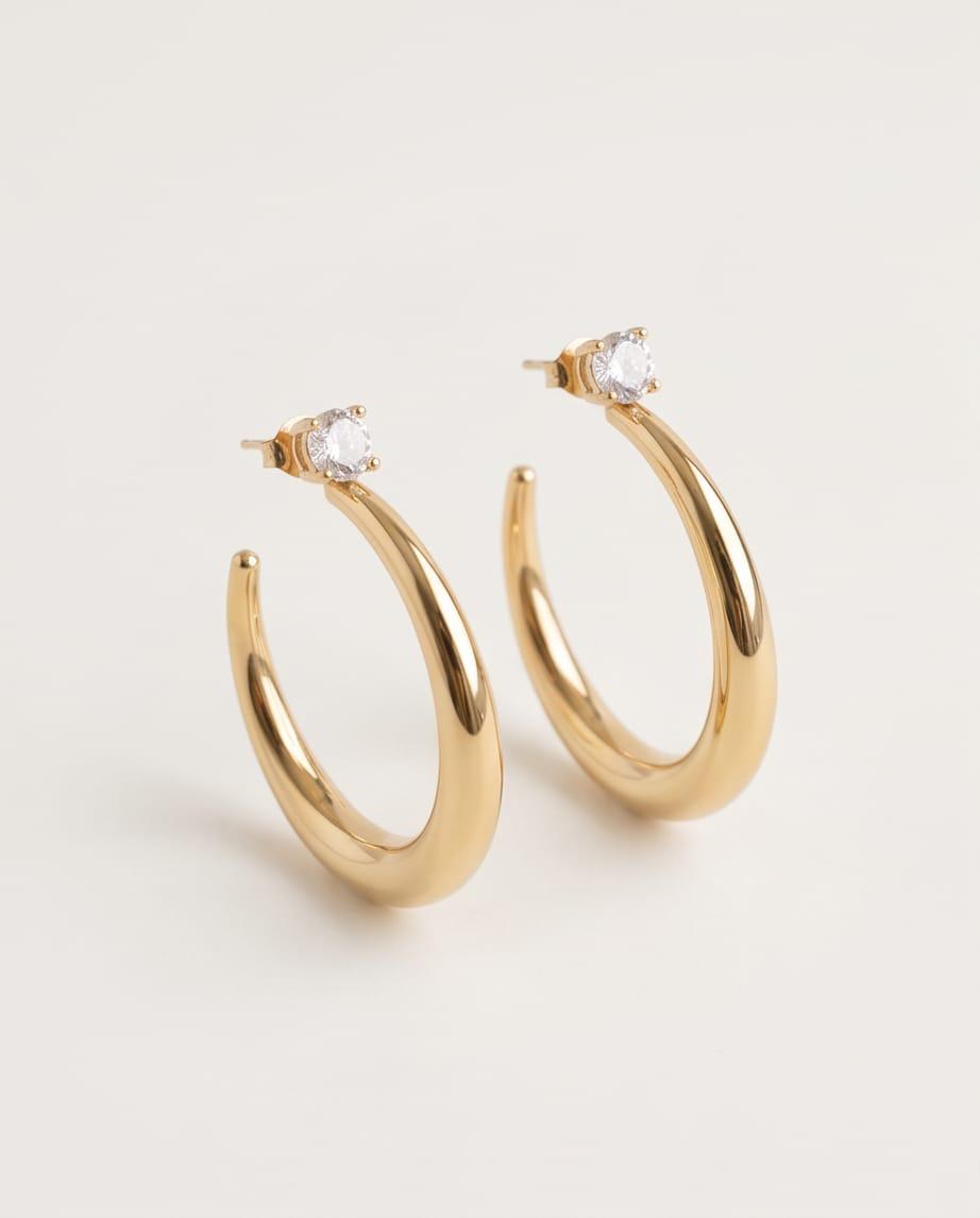 Orecchini cerchio acciaio 3cm zircone