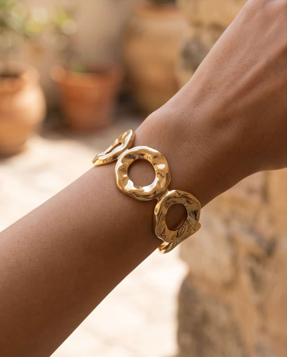 Bracciale rigido acciaio cerchi martellati
