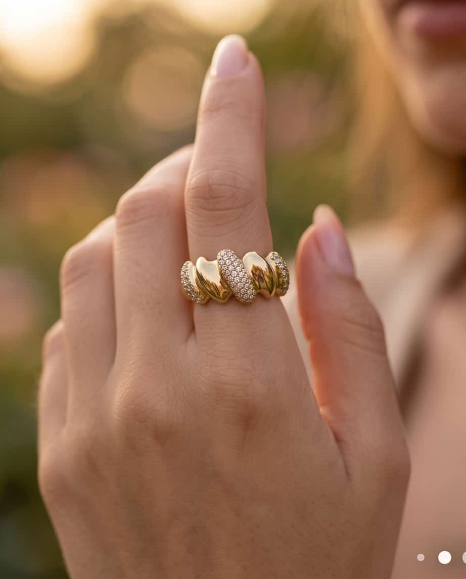 Anello acciaio ovali strass
