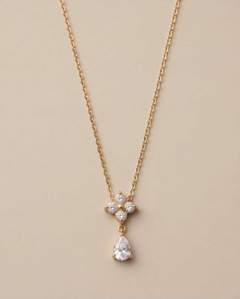 Collana regolabile acciaio fiore zirconi