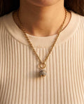 Collana regolabile acciaio palla strass