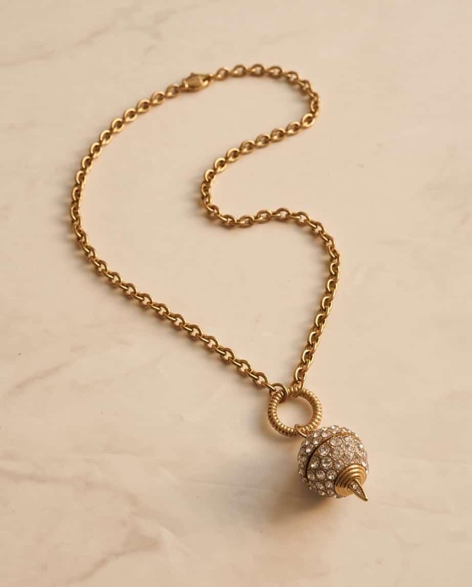 Collana regolabile acciaio palla strass