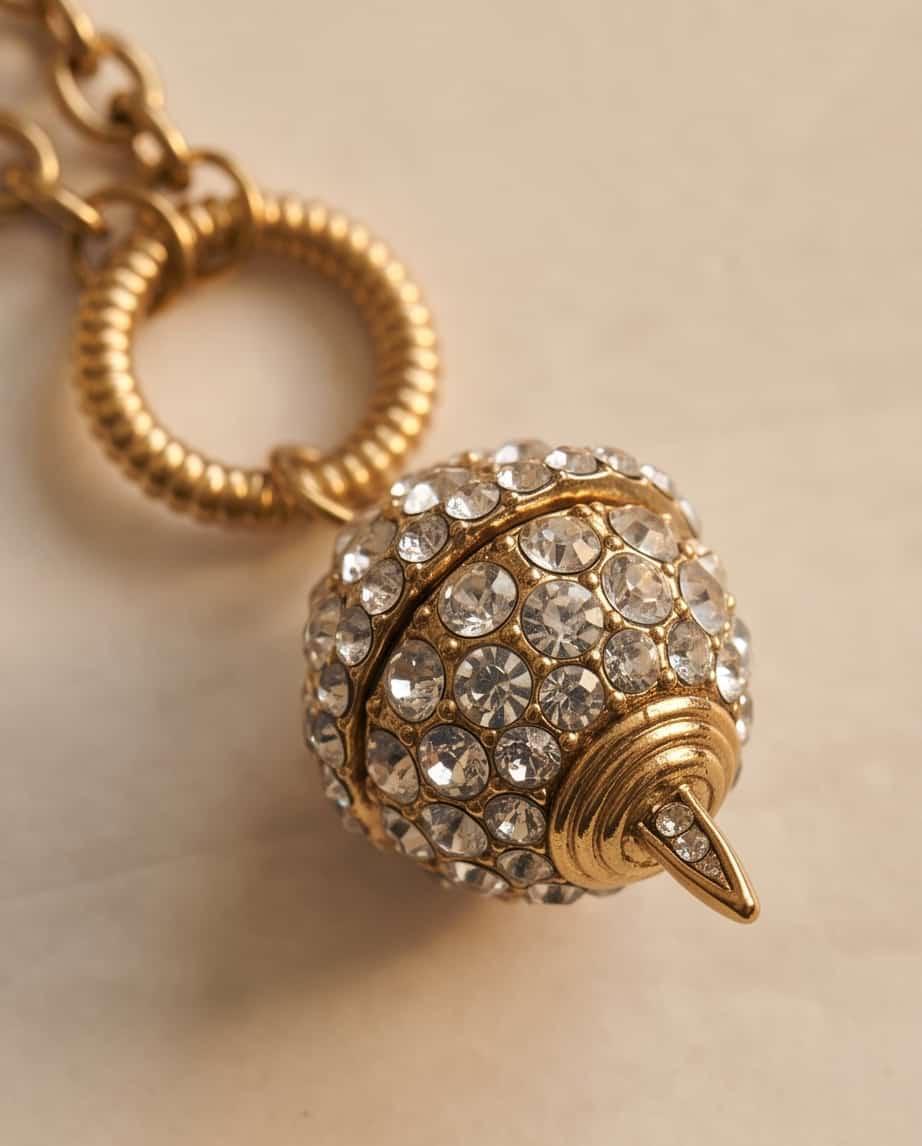 Collana regolabile acciaio palla strass