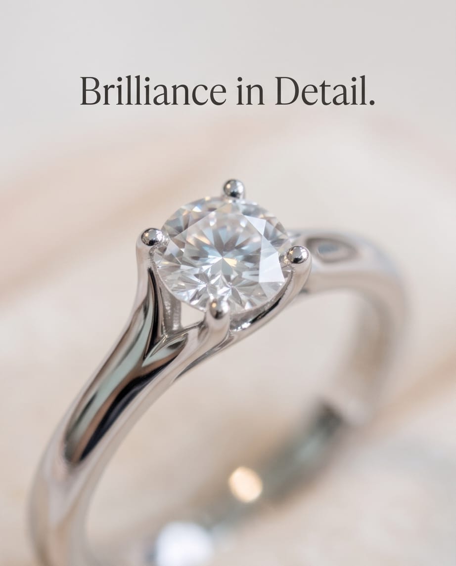 Argento 925 anello moissanite 4mm