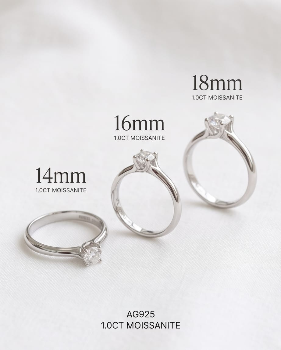 Argento 925 anello moissanite 4mm