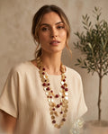 Collana lunga regolabile medagliette metallo