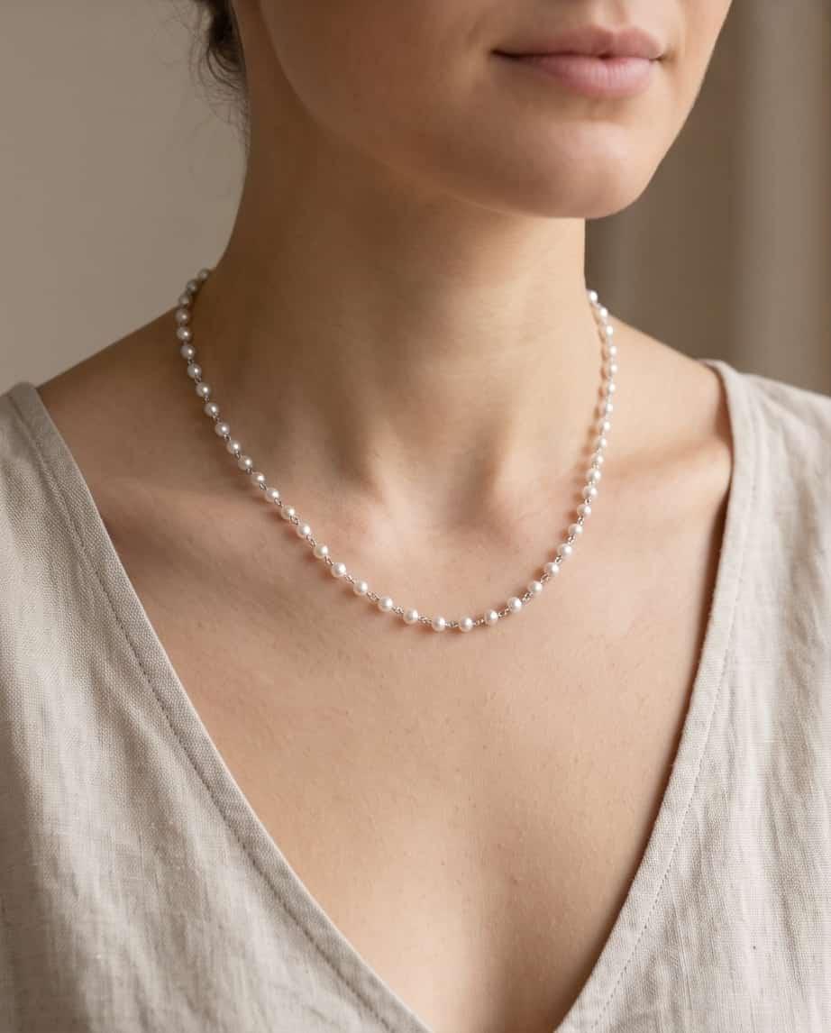 Collana perle acciaio