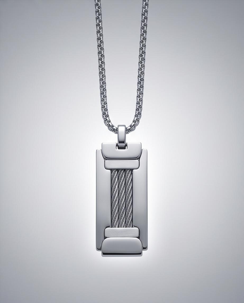 Uomo collana acciaio targhetta