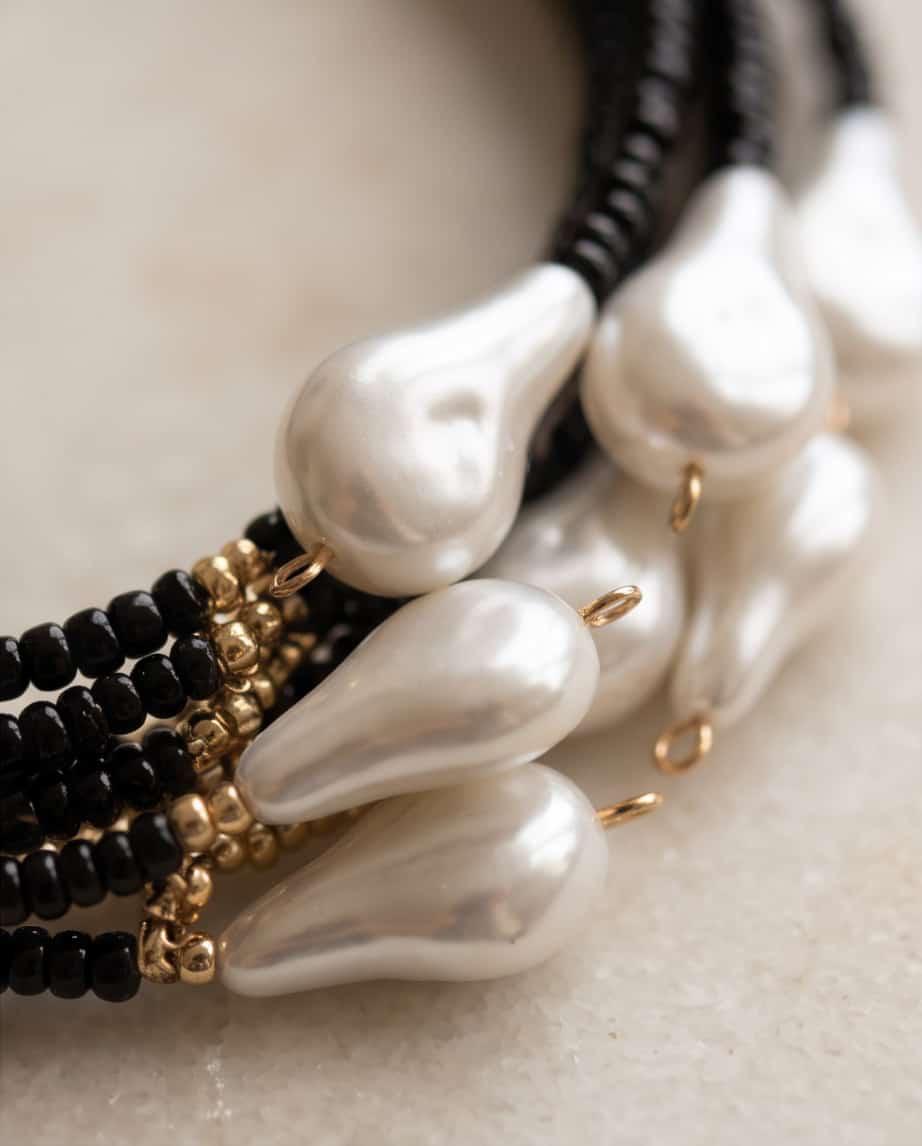 Collana choker metallo perline