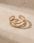 Anello acciaio doppio filo zirconi