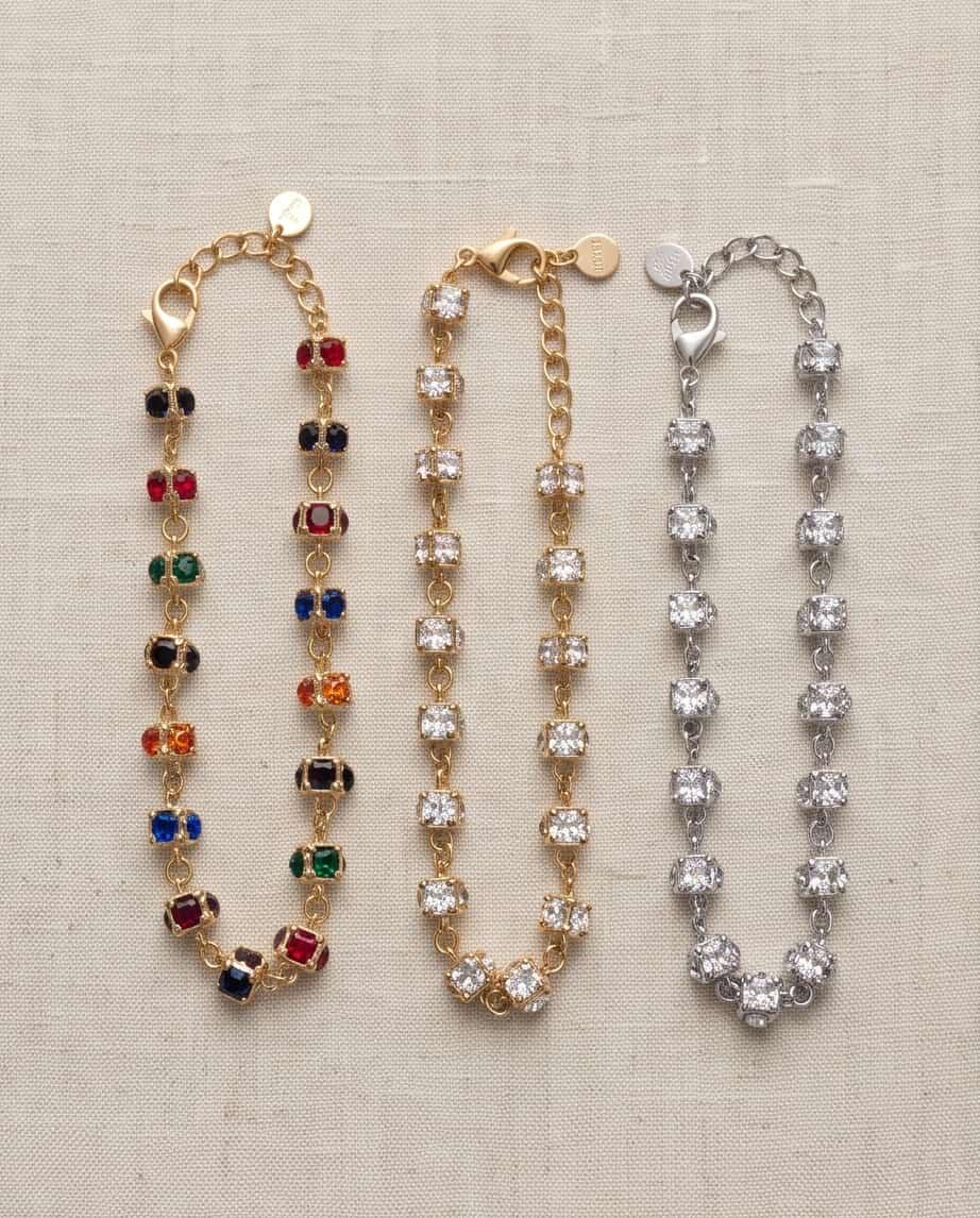 Bracciale regolabile acciaio cubetti strass