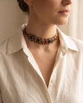 Collana choker acciaio pietra