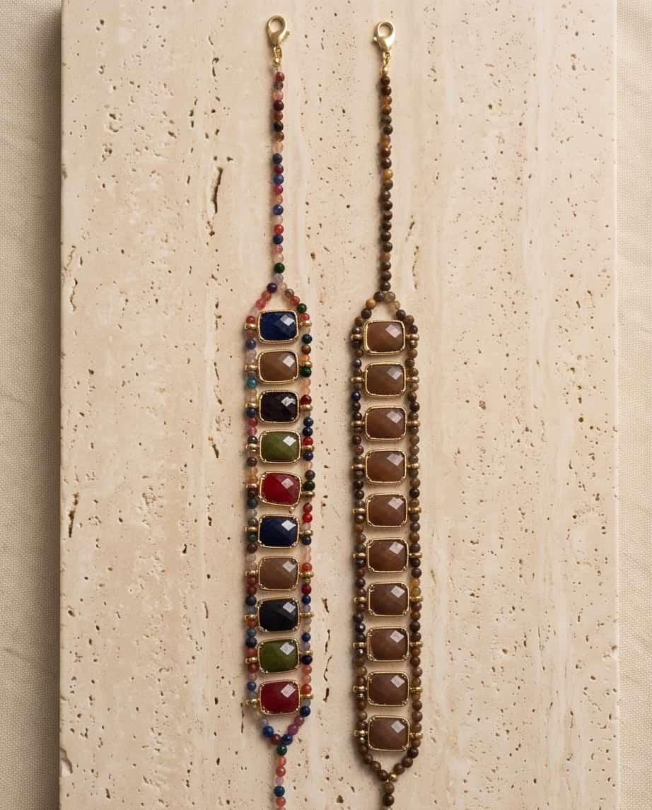 Collana choker acciaio pietra