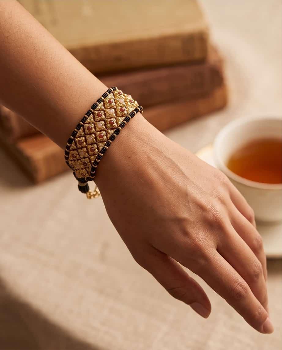 Bracciale regolabile acciaio corda pietre