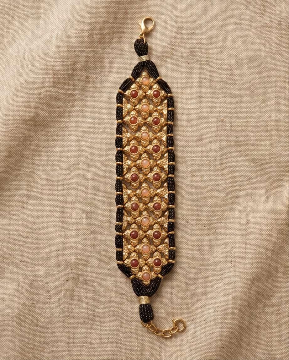 Bracciale regolabile acciaio corda pietre