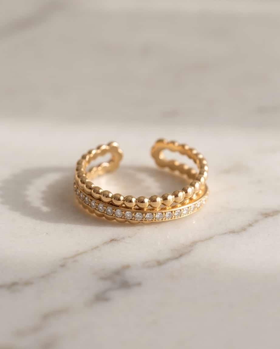 Anello acciaio triplo con strass