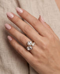Anello acciaio pietre triplo castone