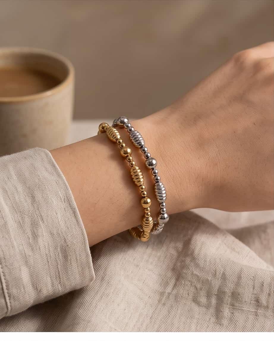 Bracciale elastico acciaio palline