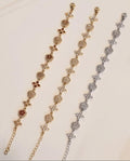 Bracciale regolabile acciaio doppio fiore strass