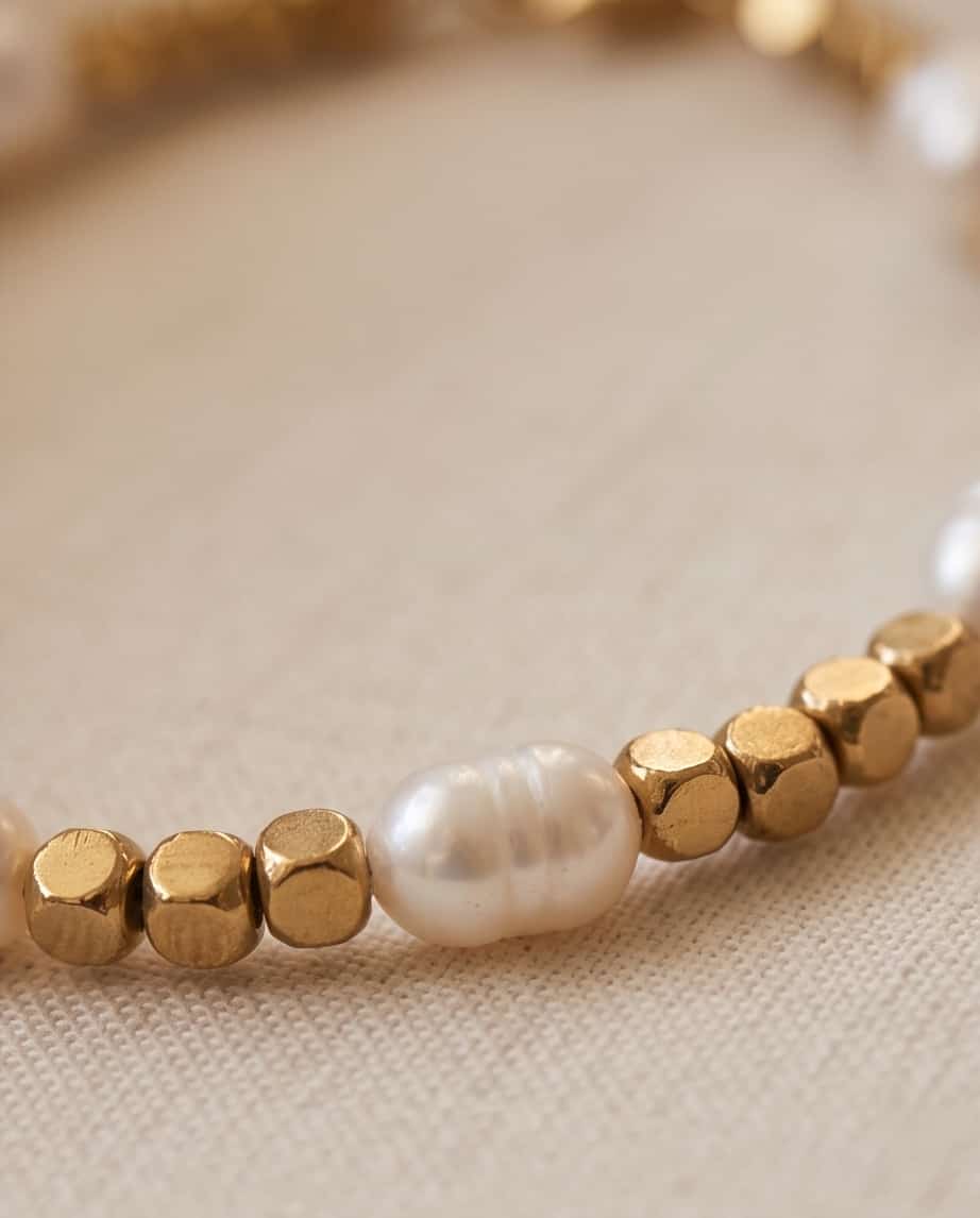 Bracciale regolabile acciaio perle di fiume