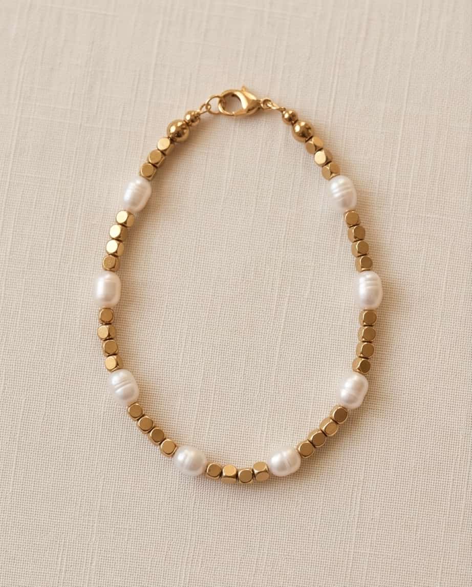 Bracciale regolabile acciaio perle di fiume