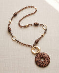 Collana lunga metallo vetro disco 90cm