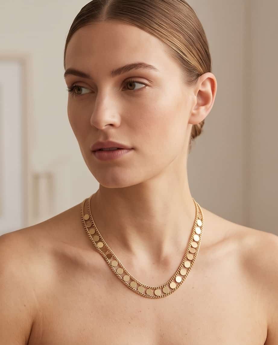 Collana regolabile acciaio 2 fili dischetti