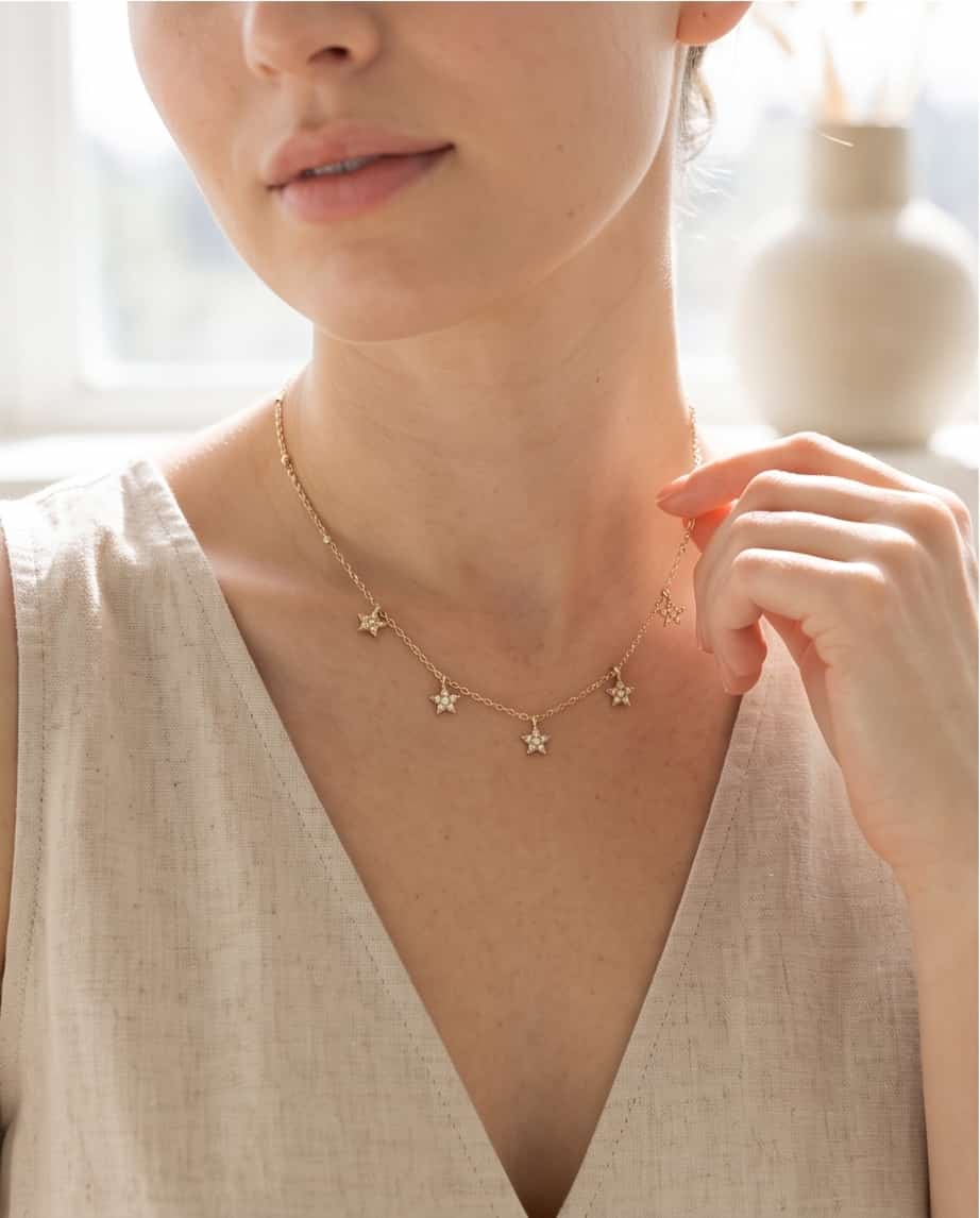 Collana regolabile acciaio stelline
