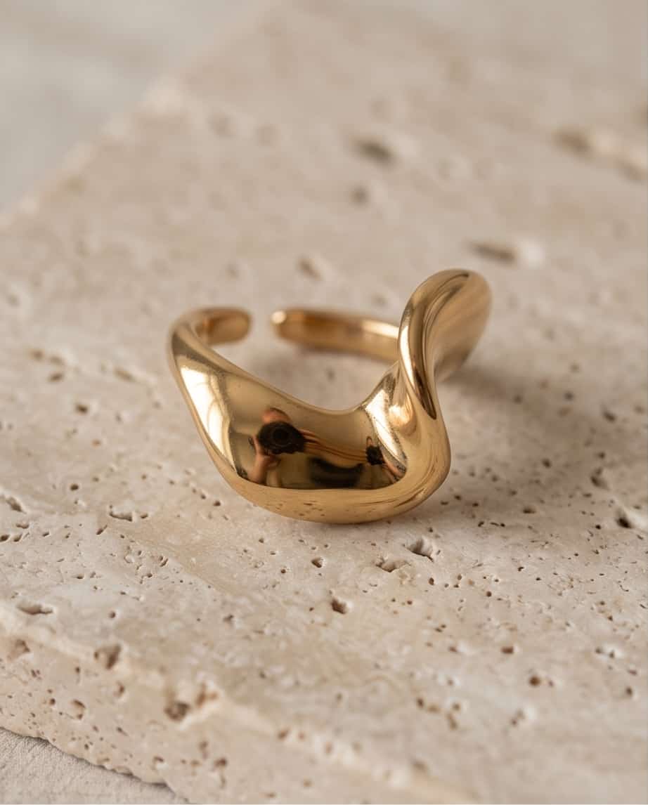 Anello acciaio ondina
