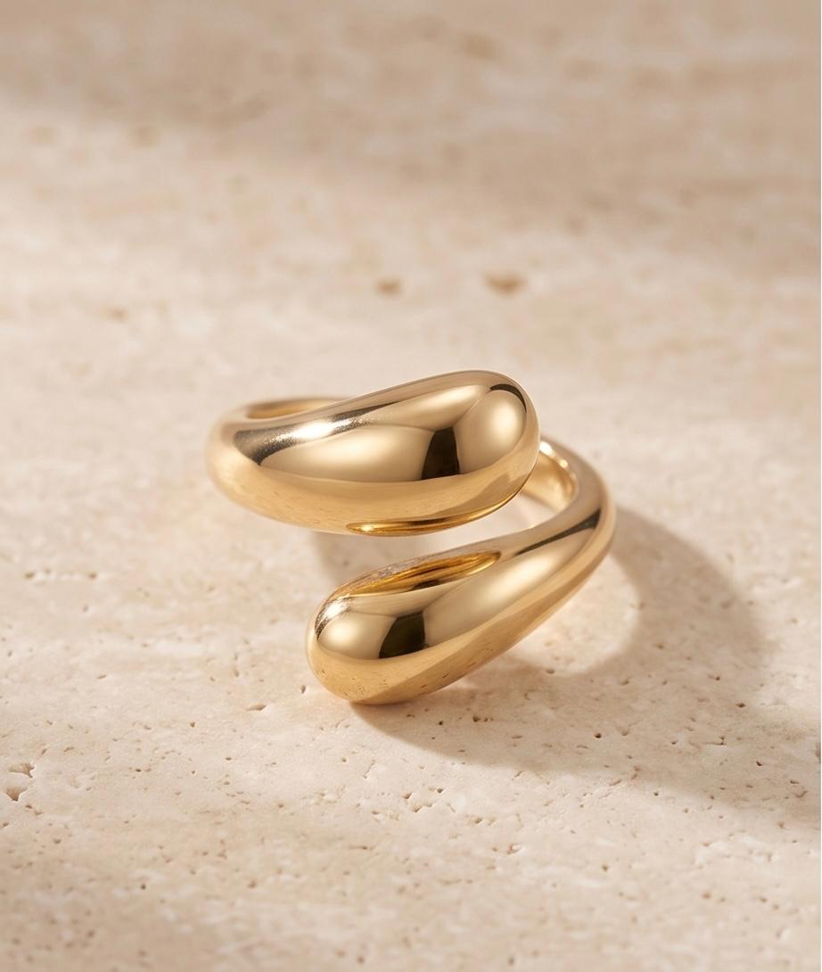 Anello acciaio doppia goccia
