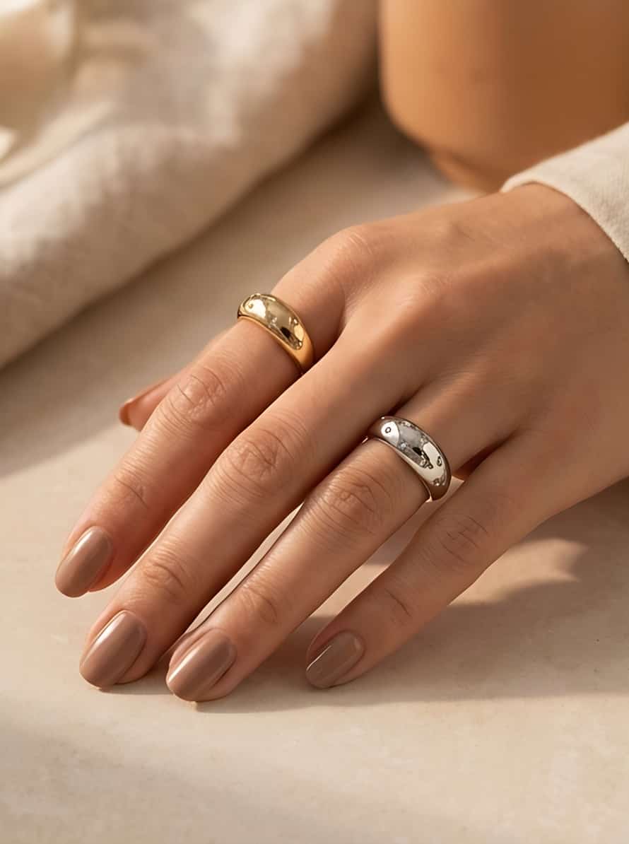 Anello acciaio stelle strass
