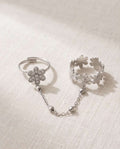 Anello acciaio fedina strass doppia