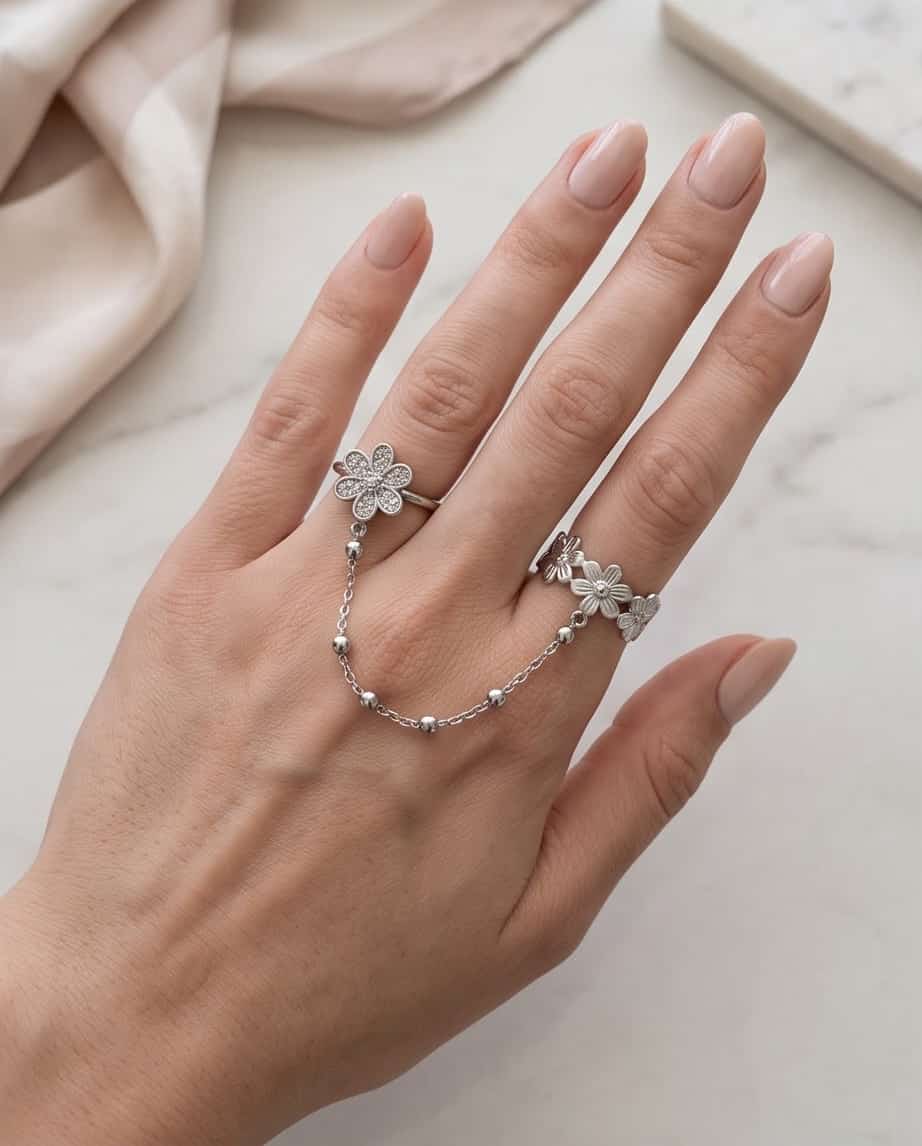 Anello acciaio fedina strass doppia