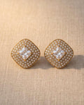 Orecchini clip acciaio quadrato strass