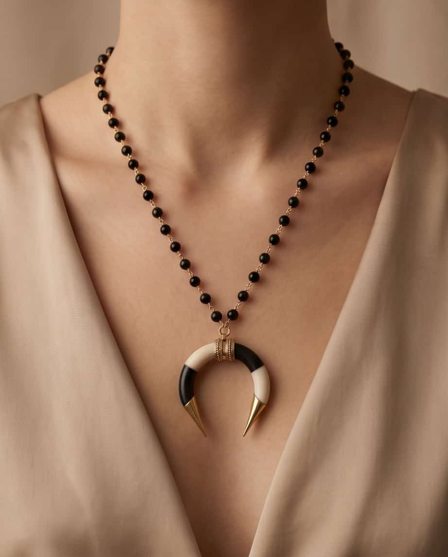 Collana regolabile ottone corno vero