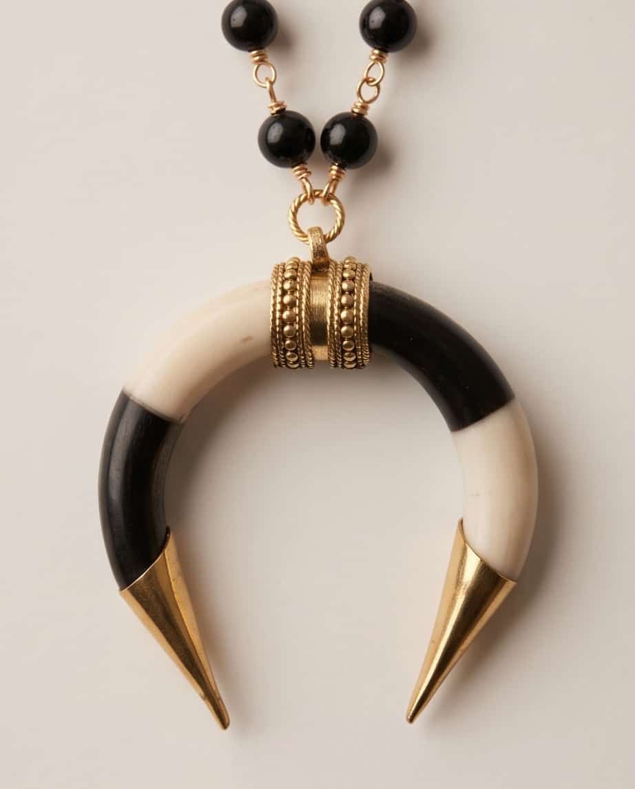 Collana regolabile ottone corno vero