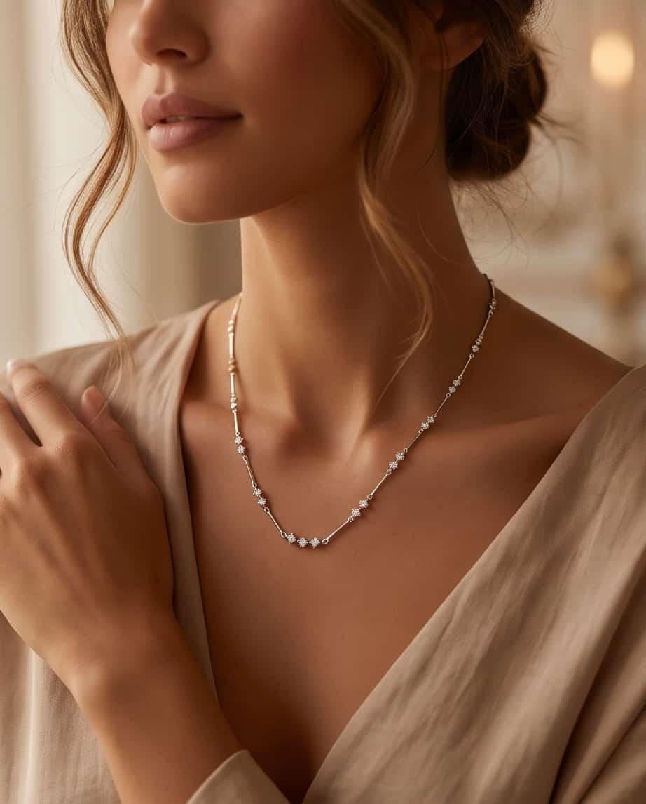 Collana regolabile acciaio 45cm zirconi
