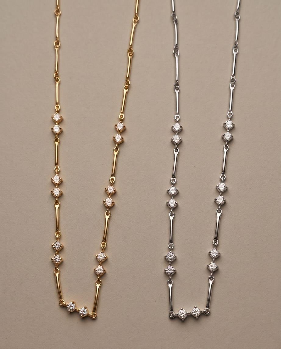 Collana regolabile acciaio 45cm zirconi