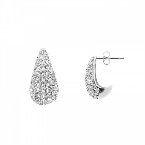 Orecchini lobo acciaio goccia strass 2cm