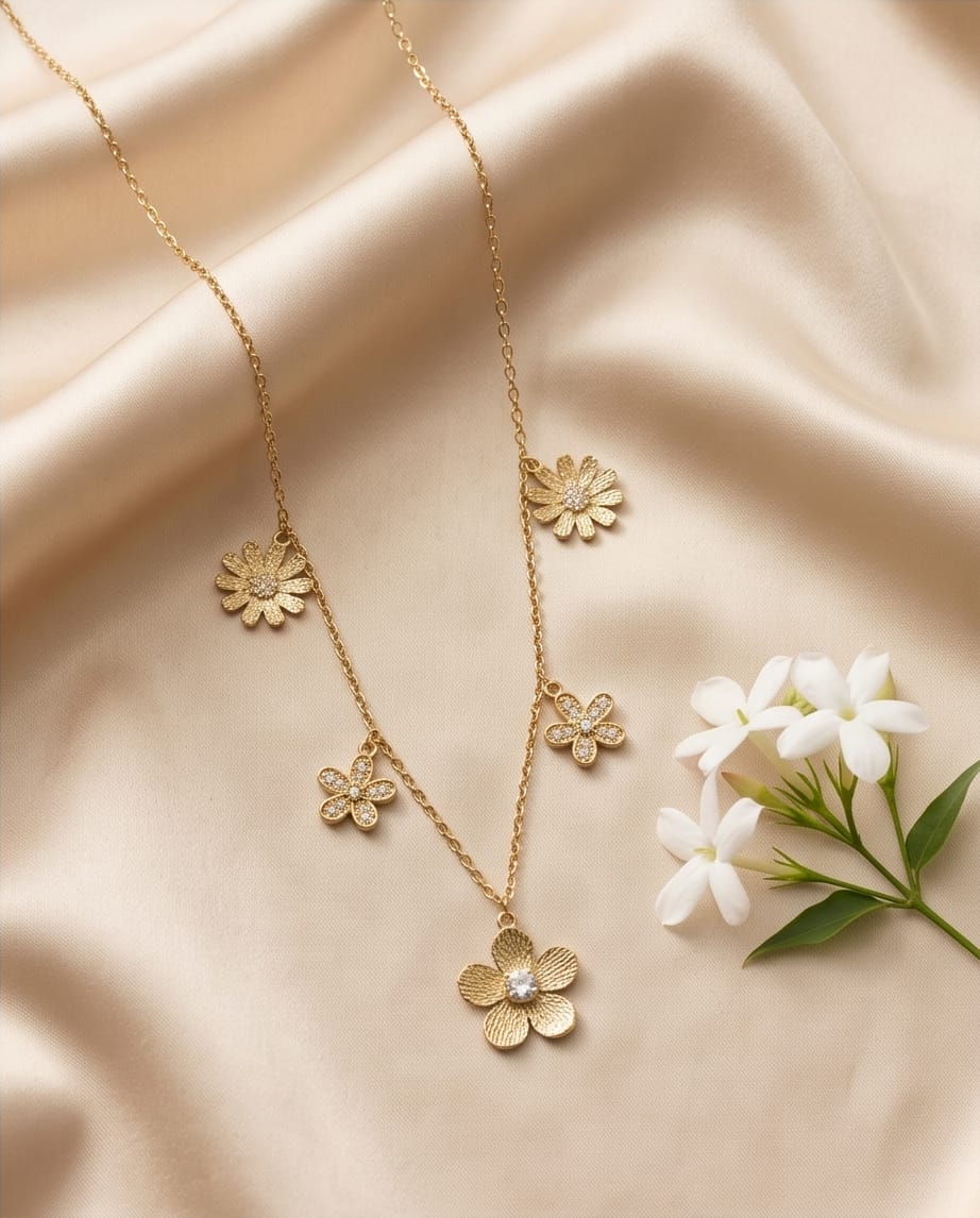Collana regolabile acciaio fiori