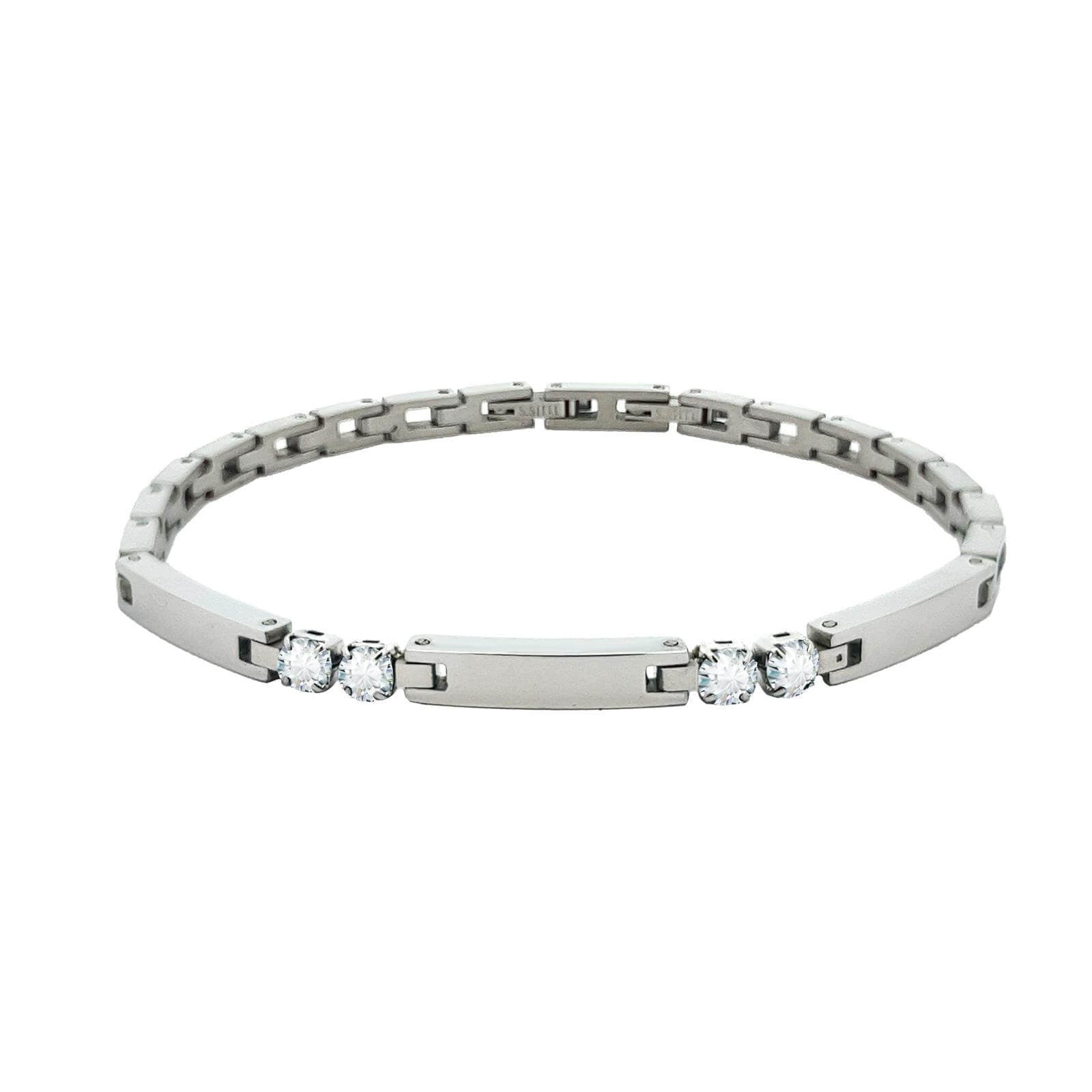 Uomo bracciale acciaio zirconi
