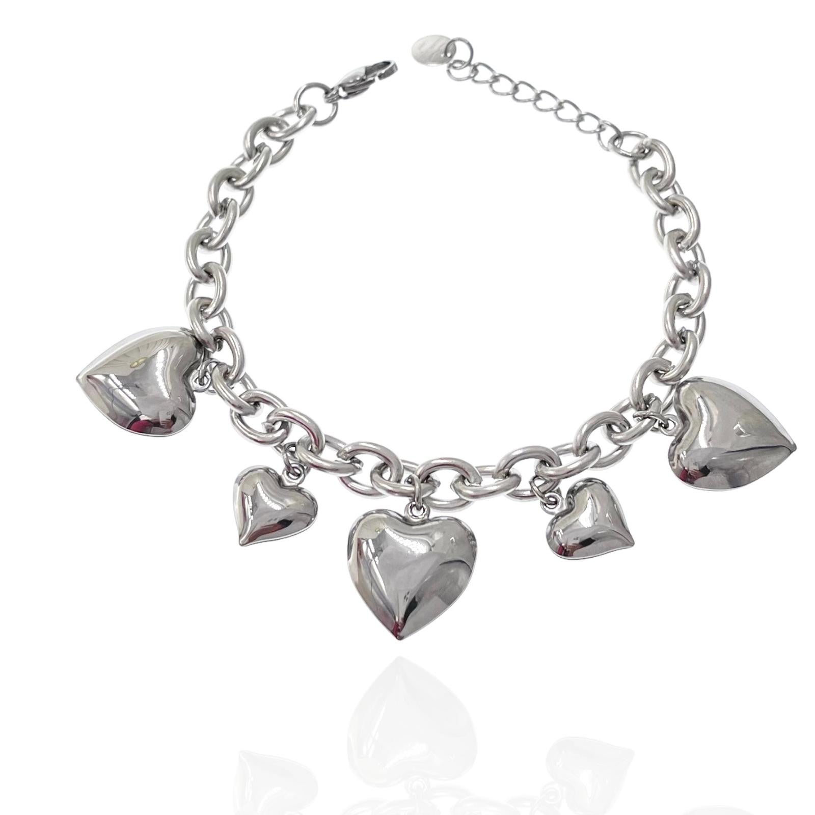 Bracciale acciaio cuore bombato
