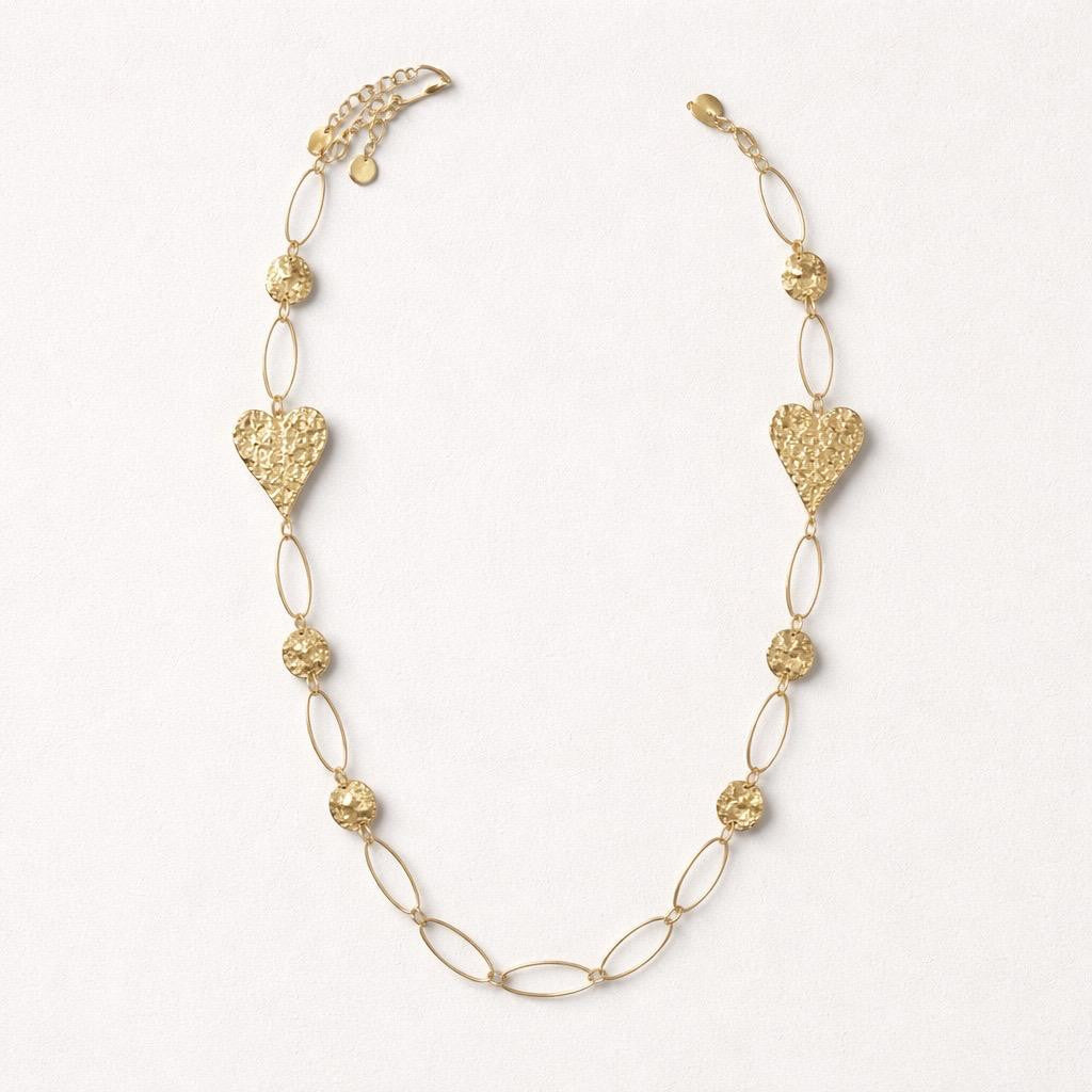 Collana lunga acciaio cuori ovali 80cm