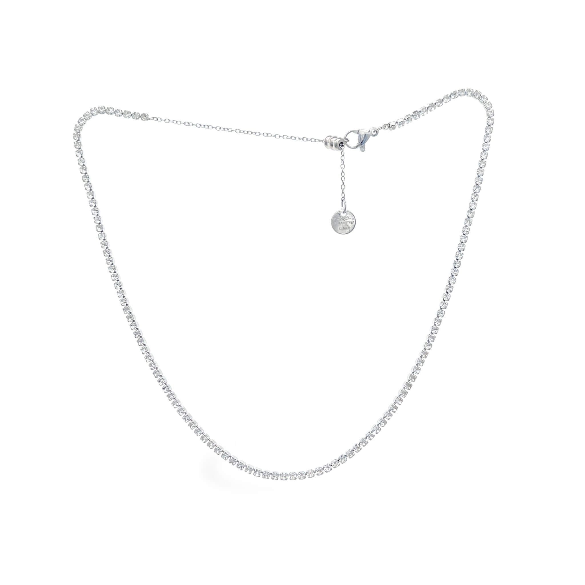Collana acciaio choker strass
