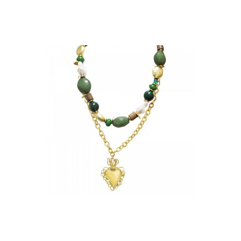Collana regolabile doppio filo pietre e catena
