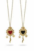 Collana regolabile acciaio cuore sacro smalto
