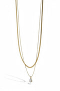 Collana regolabile acciaio 2 fili goccia zircone