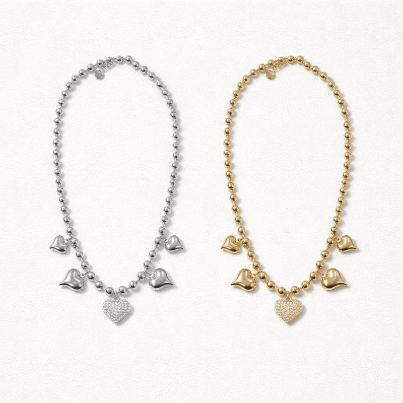 Collana regolabile acciaio cuori