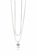 Collana acciaio 2 fili fiore zirconi