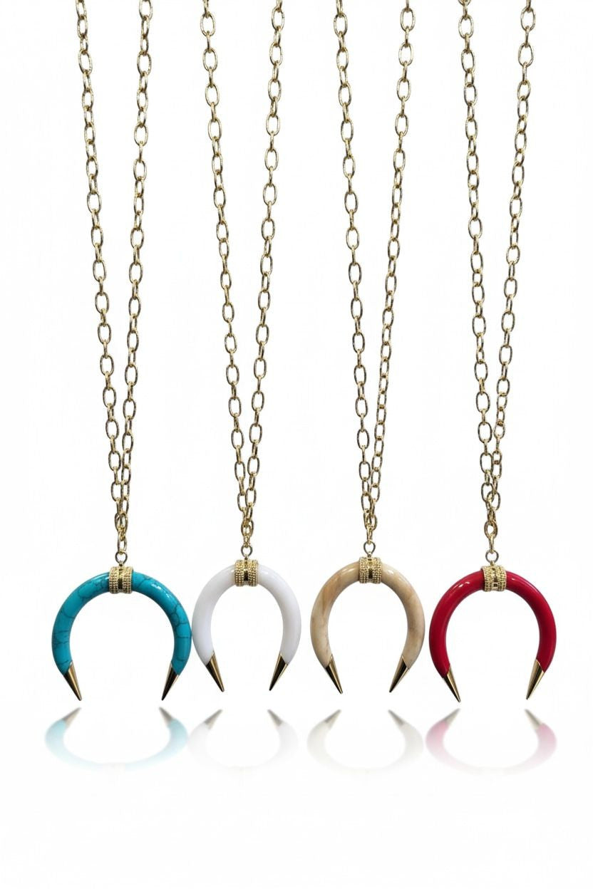 Collana lunga acciaio corno 80cm